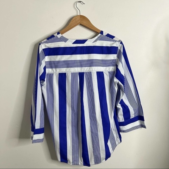 J. Crew Button-front cotton poplin tunic in stripe size S - Picture 4 of 8